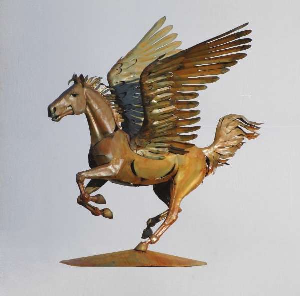 Pegasus horse sculpture iron